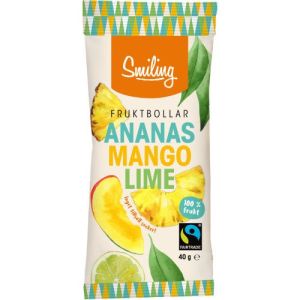 Smiling Fruktbollar Ananas/Mango/Lime - 40 g