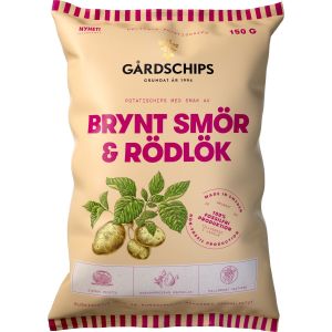 Gårdschips Potatischips Brynt smör & rödlök - 150g
