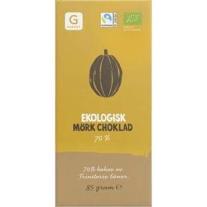 Garant ekologiska varor Dark Chocolate 70% Organic Fairtrad - 85 G