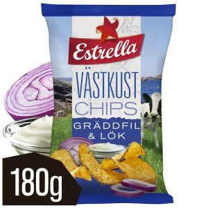Estrella Västkustchips Gräddfil & lök - 180 g