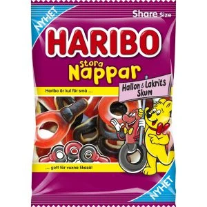 HARIBO Stora Nappar Hallon & Lakrits - 170g