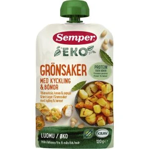 Semper KRAV RTE Grönsaker m kyckl & bön 6m - 120g