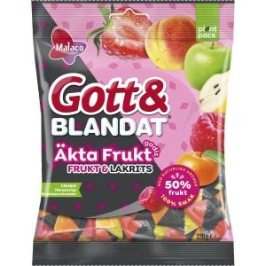 Malaco G&B Äkta Frukt & Lakrits - 220g