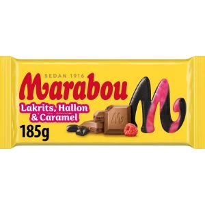 Marabou Lakrits, Hallon och Caramel - 185 g
