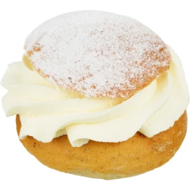 Bild på en traditionell semla.